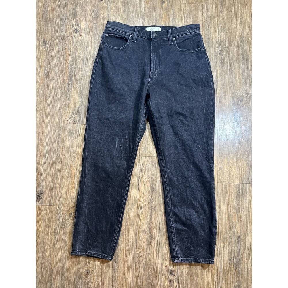 Abercrombie & Fitch Jeans The Mom High Rise 30 / 10R Black Tapered Ankle Denim